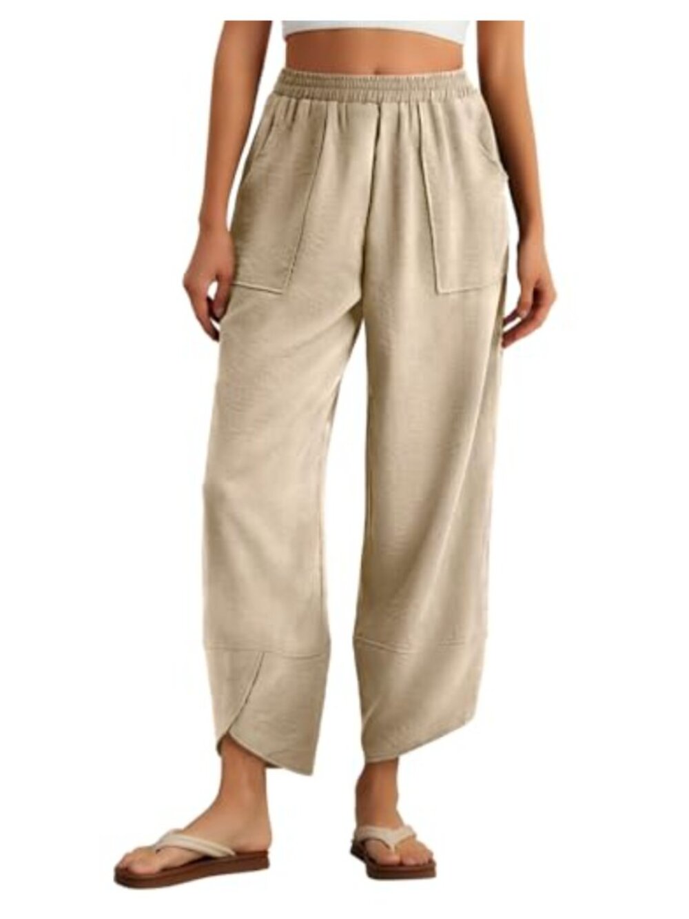 Womens Harem Pants Summer Casual Elastic Waisted Baggy Wide Leg Palazzo Trousers